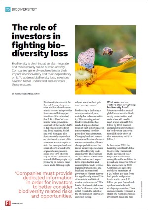 Amundi article biodiversity in Financial Investigator magazine (issue 6, 2023)