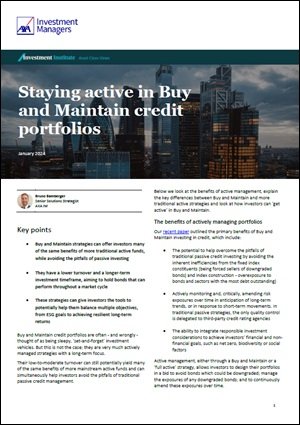 Staying active in Buy and Maintain credit portfolios